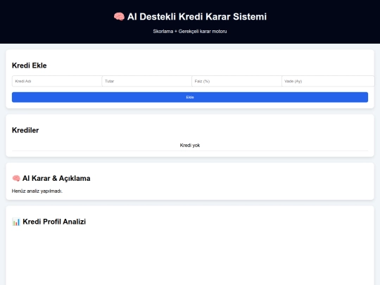 krediyoneticisiprokontrolpaneli/aidesteklikredikararsistemi screenshot