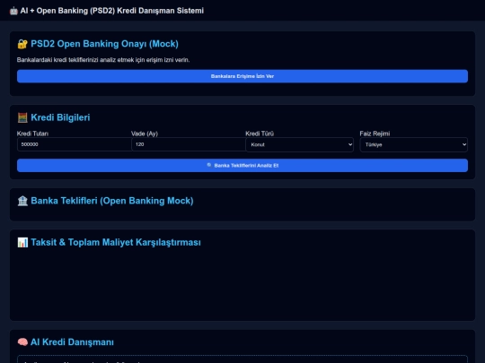 krediyoneticisiprokontrolpaneli/aiopenbankingkredidanismansistemi screenshot
