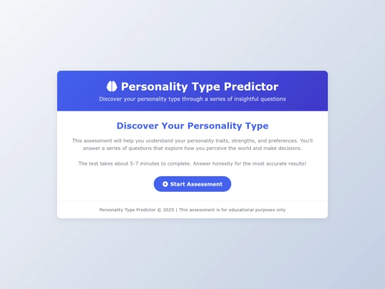 personalitytypepredictor screenshot