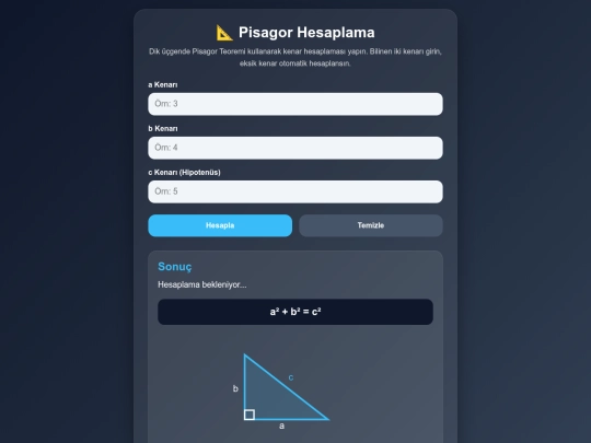 pisagorhesaplama screenshot