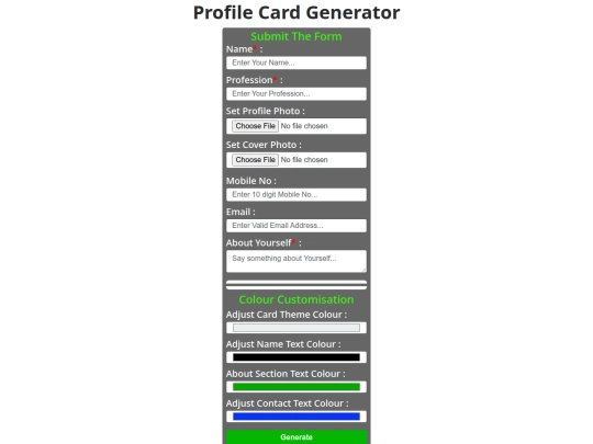 profilecardgenerator screenshot