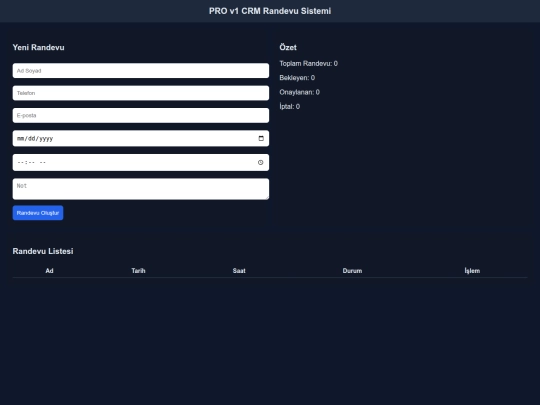 prov1crmrandevusistem screenshot