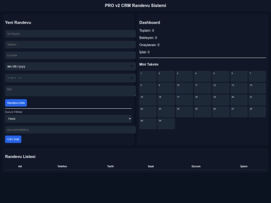 prov2crmrandevusistem screenshot