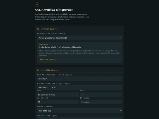 sslsertifikaolusturucu screenshot