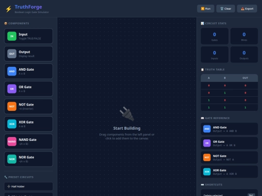 truthforgeinteractivebooleanlogicgatesimulator screenshot