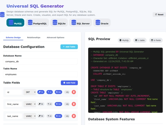 universalsqlgenerator screenshot