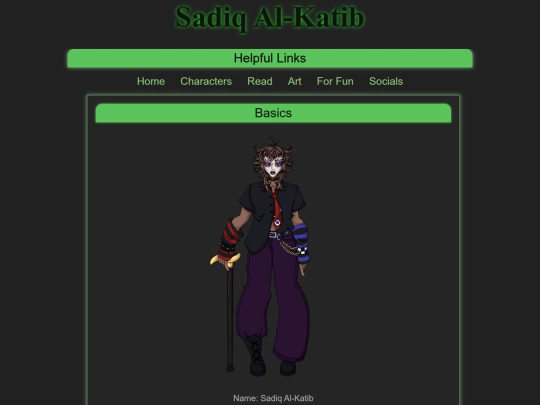 character profiles/sadiq screenshot