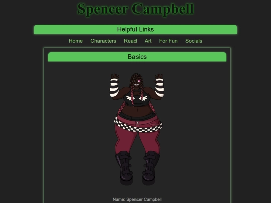 character profiles/spencer screenshot