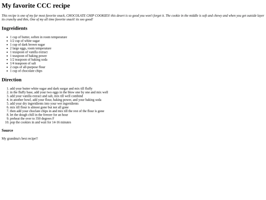 cookie recipe screenshot
