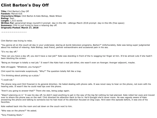 marvel/Clint_Bartons_Day_Off screenshot
