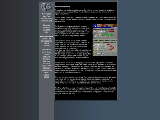 Optionspage screenshot