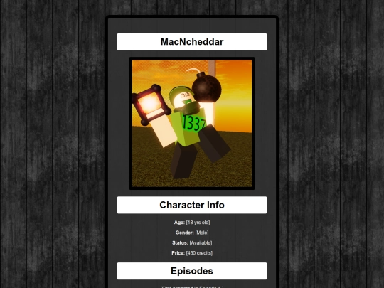 CharacterList/MacNcheddar screenshot