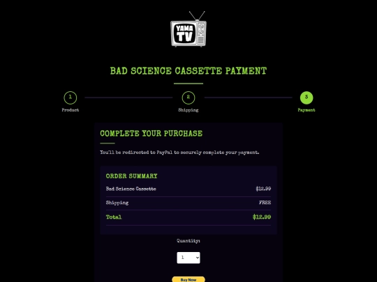 Checkout/BadSciencePay screenshot