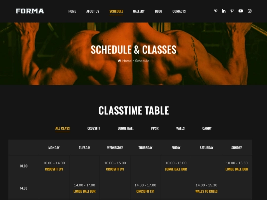 schedule screenshot