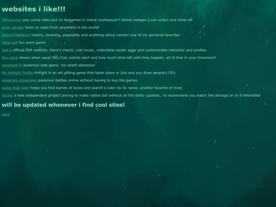 cool sites screenshot