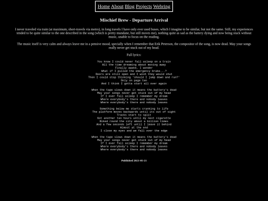 blog/departure screenshot