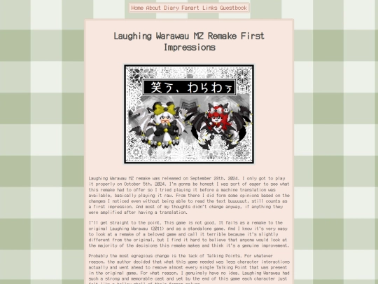 diary/first impressions/LaughingWarawauMZ screenshot