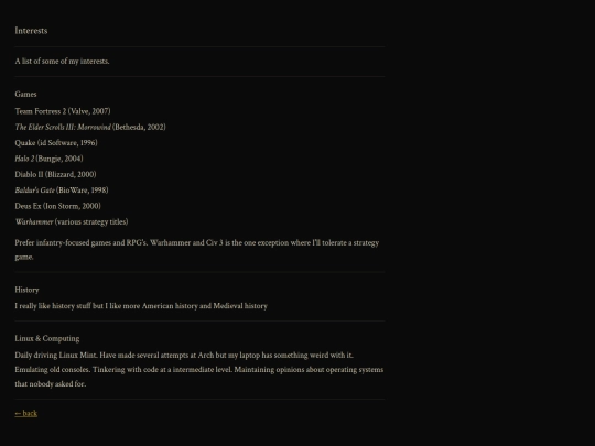 interests screenshot