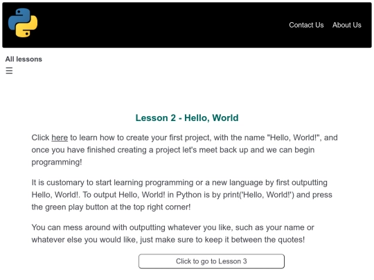 Lesson 2 - Hello, World screenshot