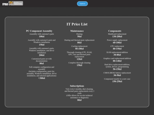 prices screenshot