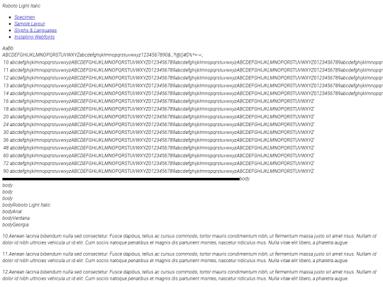 RobotoFont/roboto-lightitalic-demo screenshot