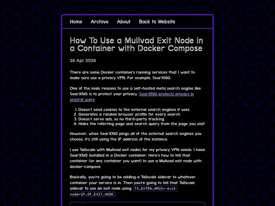 blog/posts/2026-04-26-How-To-Use-a-Mullvad-Exit-Node-in-a-Container-with-Docker-Compose screenshot