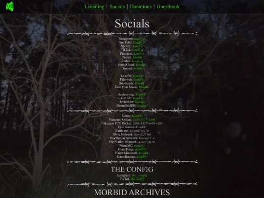 socials screenshot