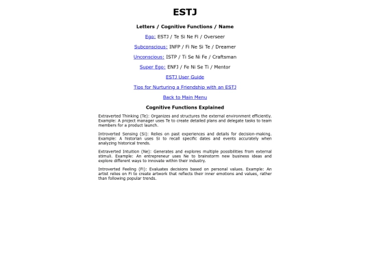 ESTJ screenshot