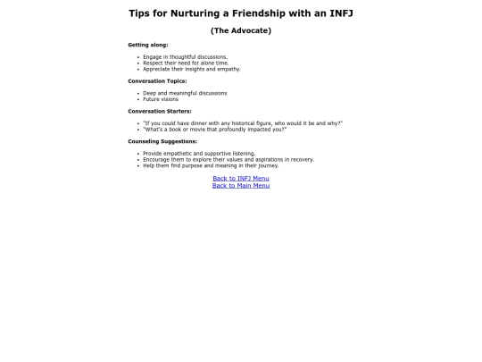 INFJfriendship screenshot