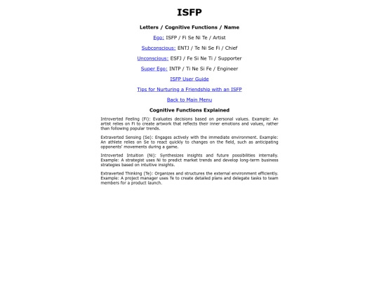 ISFP screenshot