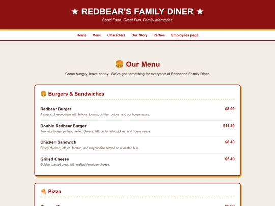 menu screenshot