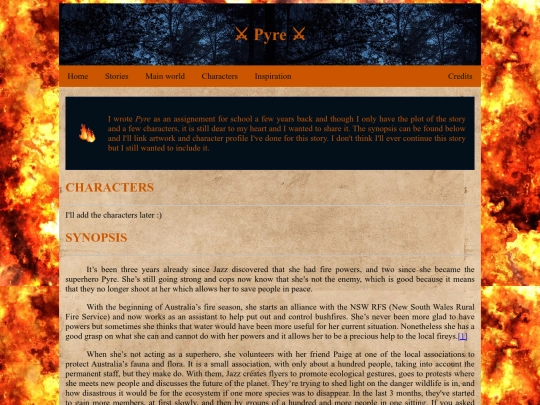 html pages/stories/pyre-story screenshot