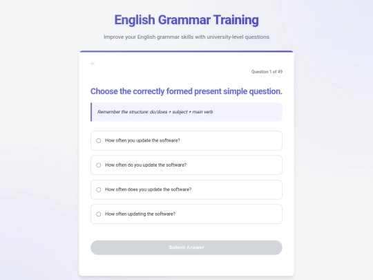 English assignment Grammar Trainer  screenshot