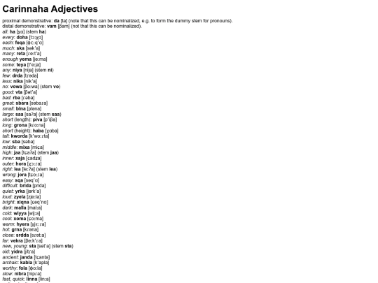 conlanging/carinnaha/adjectives screenshot