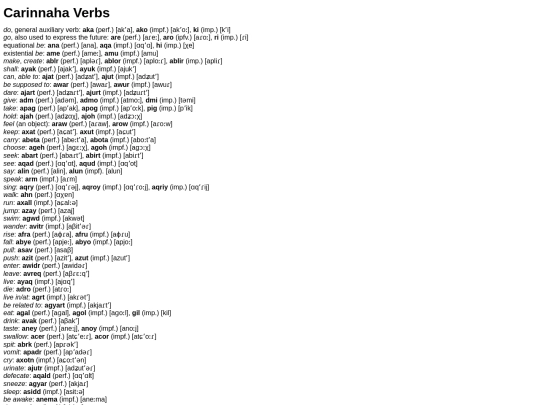 conlanging/carinnaha/verbs screenshot