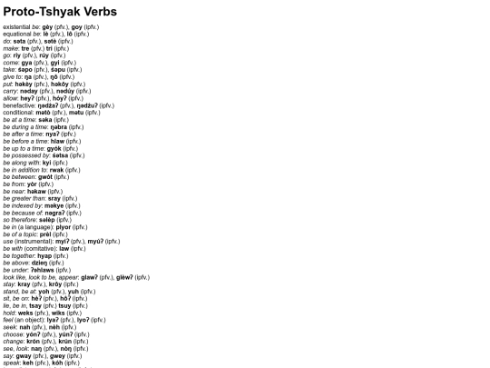 conlanging/proto-tshyak/verbs screenshot