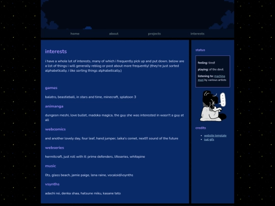 interests screenshot