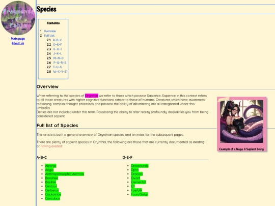 Species screenshot