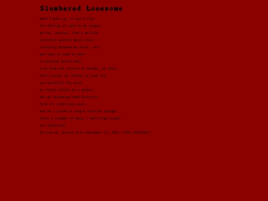 poetry/slumbered screenshot