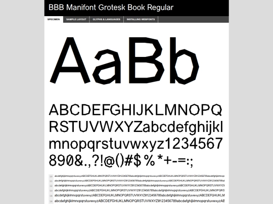 assets/fonts/bbbmanifontgrotesk/bbbmanifontgrotesk-book-demo screenshot