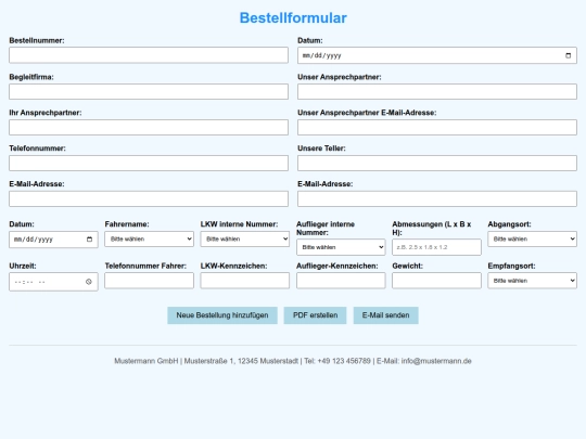 Bestellformular screenshot