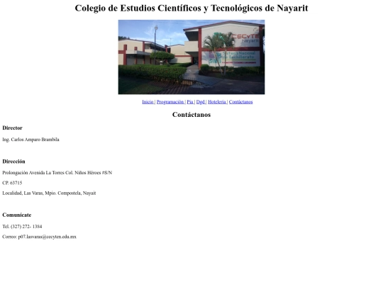 pagina web con menu al principio/contactar screenshot