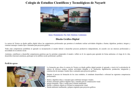 pagina web con menu al principio/ddg screenshot