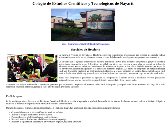 pagina web con menu al principio/hhoteleria screenshot