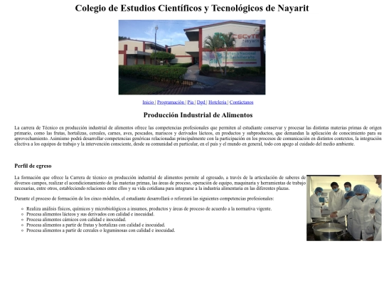 pagina web con menu al principio/ppia screenshot