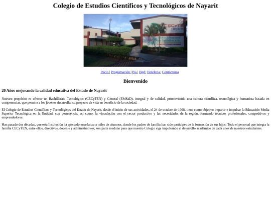 pagina web con menu al principio/primer screenshot