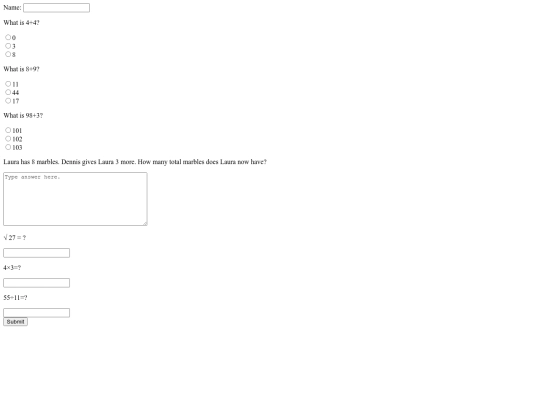 math-test-assignment screenshot