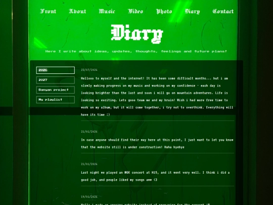 Diary screenshot