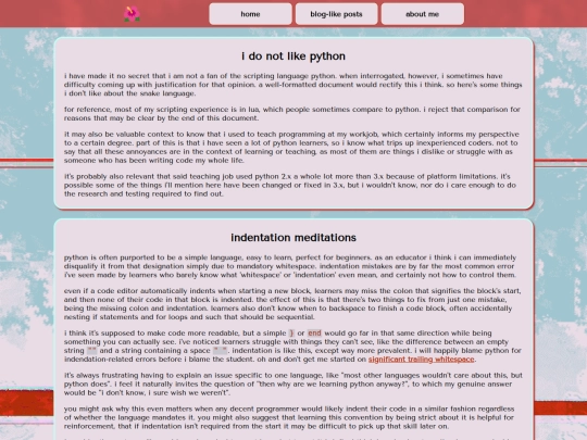 blogs/i-do-not-like-python/post screenshot