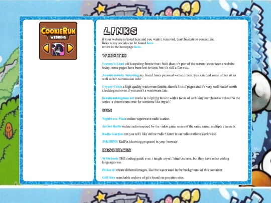 links screenshot
